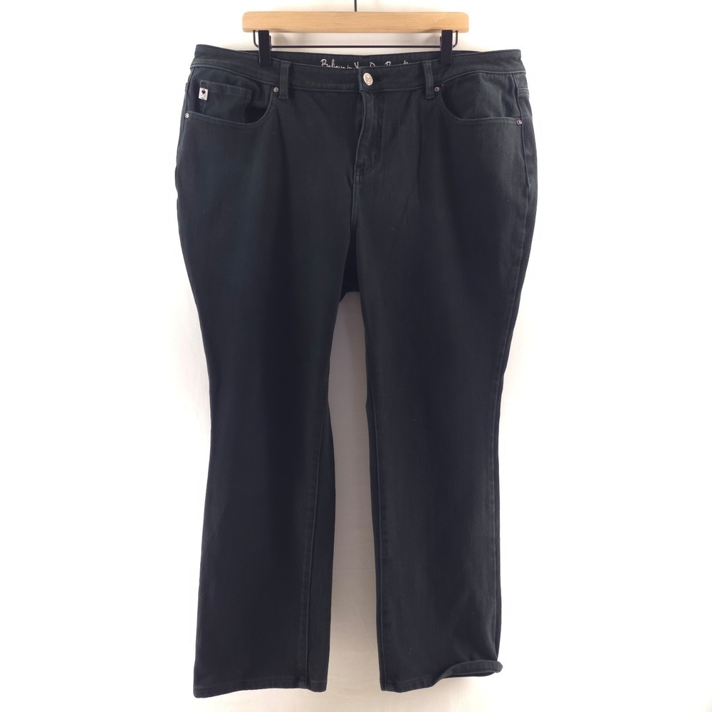 Belle by Kim Gravel Womens Jeans 22WP Black Stretch Straight Leg Denim Pants